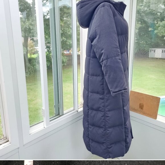 Talbots Black Long Quilted Puffer Down Hooded Coat - Picture 4 of 8